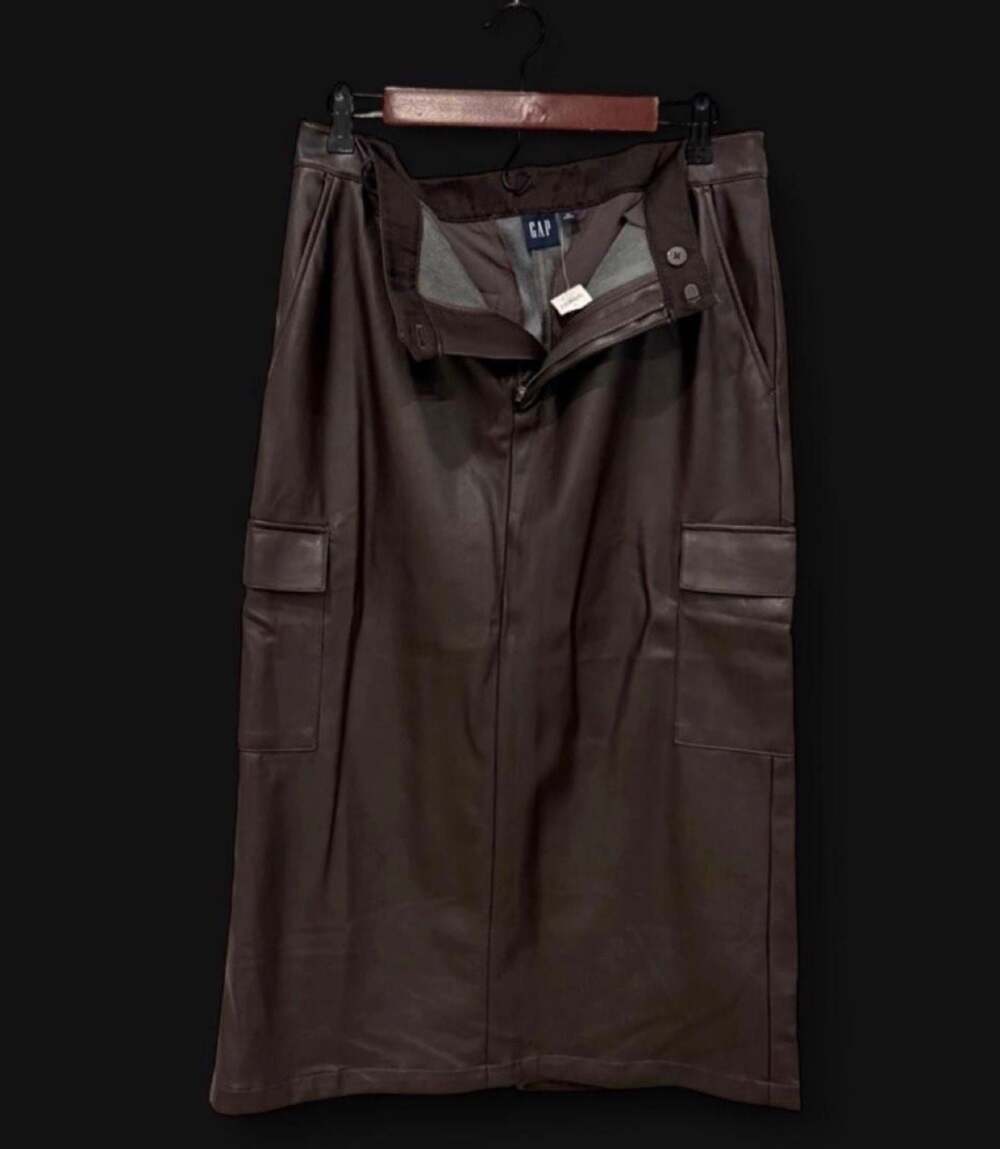 Gap Vegan Leather Cargo Midi Skirt